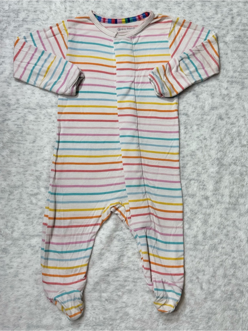 Magnetic Me Rainbow Stripe Footie Sleeper Newborn Baby Modal Pastel Neutral